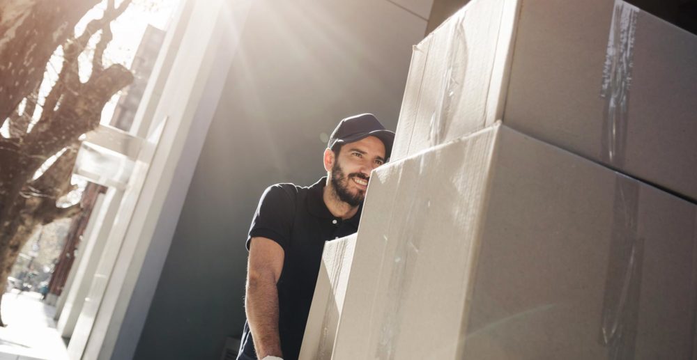 Delivery man with parcels